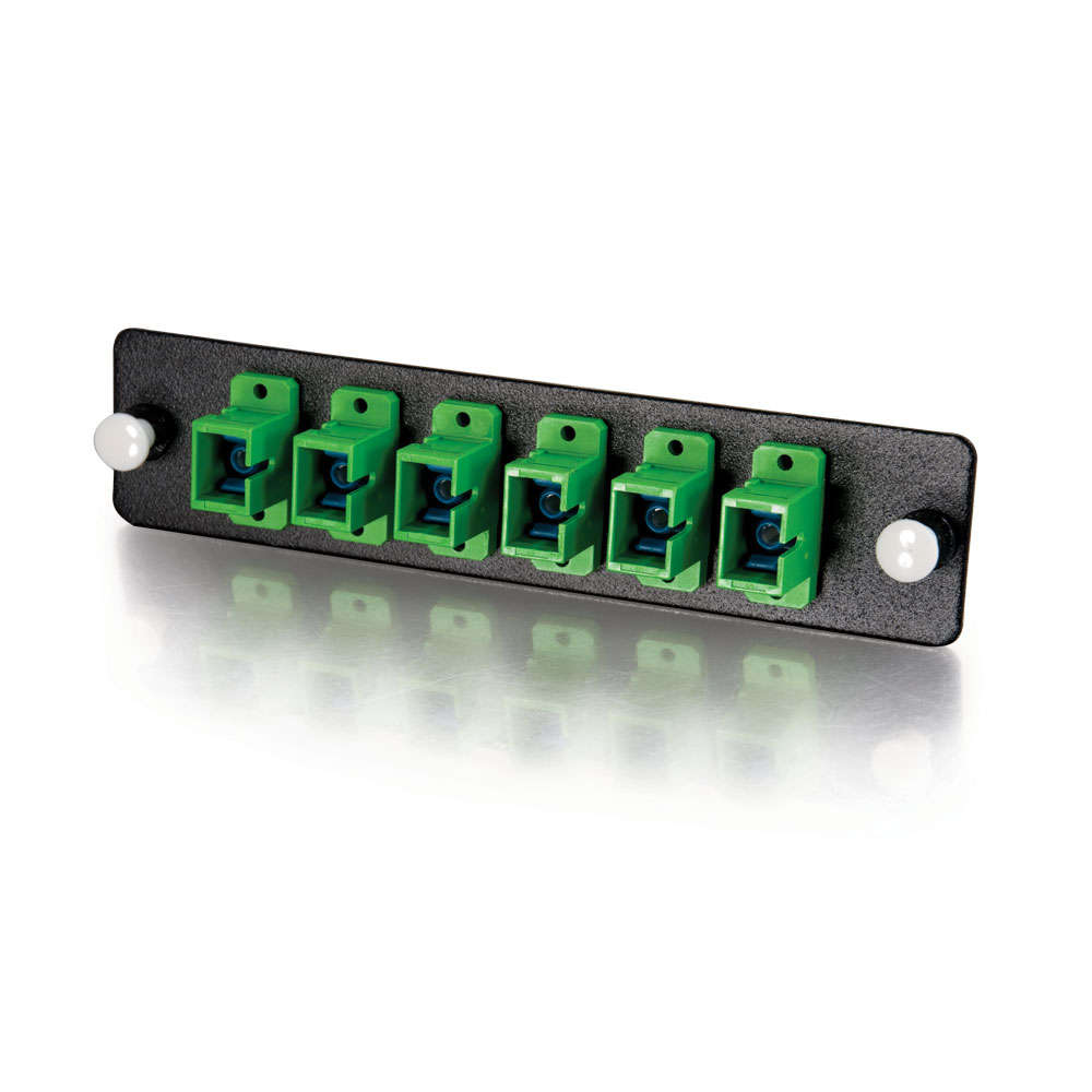 6-Strand, SC, Zirconia Insert, SM, APC, Green SC Adapter Panel