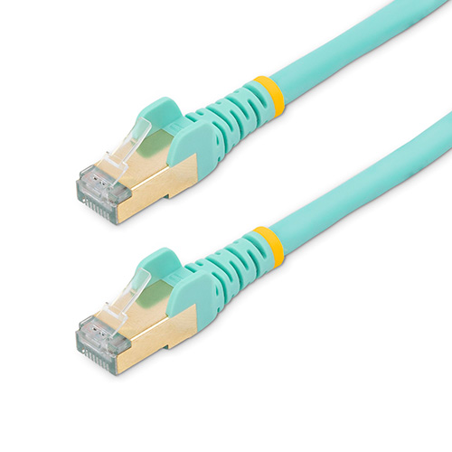 Cat6A 10GB POE Shielded Ethernet Cables - Aqua 3 Packs