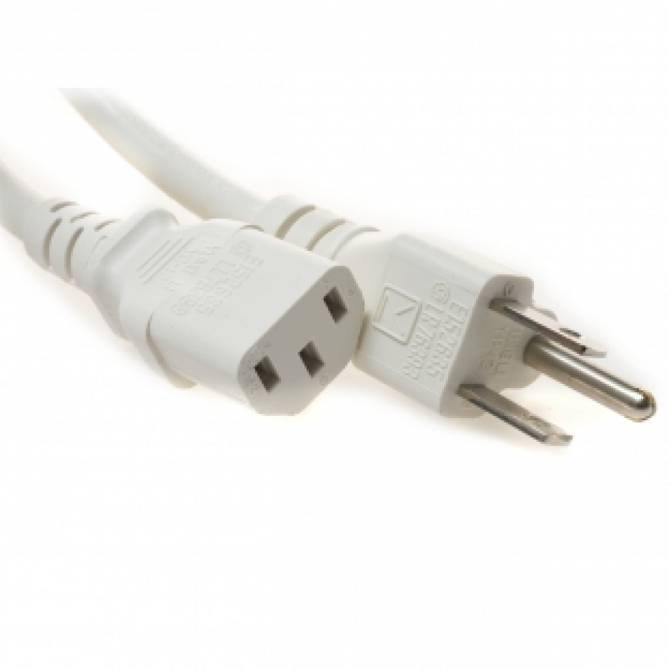 15 ft 10 5-15P to C13 Power - White | Cables.com