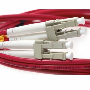 LC TO LC 10GB OM3 Duplex Multimode Fiber Optic Cable-1 Meter Red Jacket