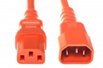 C13 to C14 Power Cord 15amp Orange- 12 Feet