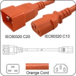 C20 Plug Male to C13 Connector Female 2 Feet 15 Amp 14/3 SJT 250v Power Cord- Orange